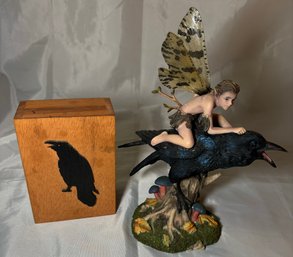 R1 The Dragonsite Dusk Figure By Sheila Wolk And Small Raven Keepsake Box