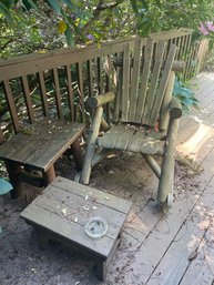 Wood Patio Set Includes Two Chairs And Three Tables