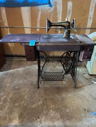 Antique Singer Treadle Sewing Machine -  Includes Contents In Drawers.