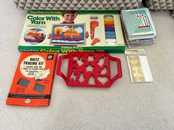 R3 Fisher Price Color With Yarn, Dritz Tracing Kit, Red Mold Kit, Big Bundle Of Cards And Envelopes, Sealed In