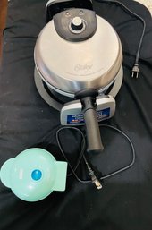 R2 Oster Waffle Maker In Regular Size And A Dash Mini Waffle Maker