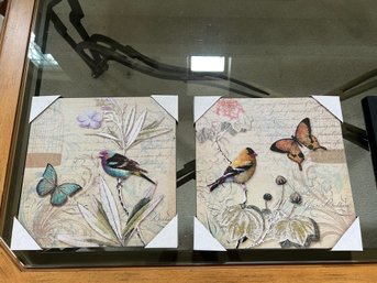 R3 Set Of Two Bird And Butterfly Art On Canvas