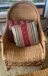 RM1 Wicker Chair With Stool Set With Set Of Four Pillows