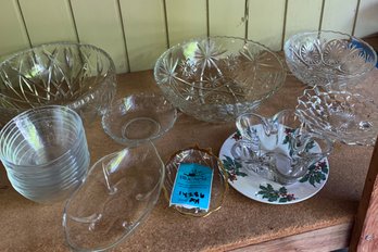 Crystal Bowl, Assorted Glass Bowls, Decorative Christmas Plate, Glass Angel Dish