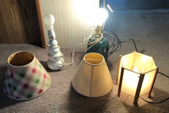 RM 5 Three Lamps, One Maglite Flashlight, Wooden Wastebasket
