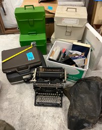 RS1 Antique-looking Underwood Typewriter With Worn Cover, Empty Typewriter Case, Samsonite Brief Case