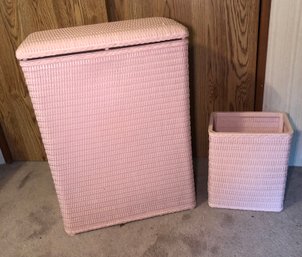 RM 5 Pink Wicker Hamper And Waste Basket