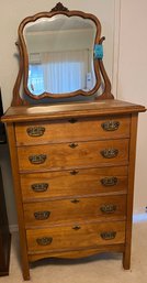 R3 Five Drawer Dresser With Attached Swivel Mirror, No Key