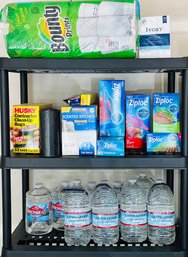 R0 Lot Of Kitchen Items One Gallon Bottled Water, Husky Garbage Bags, Ziploc Freezer/sandwich Bags,paper Towel