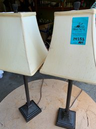 2 Matching Table Lamps With Fabric Shades