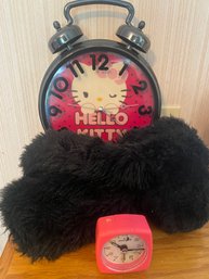 RM 3 Hello Kitty Clock, Boeing Clock, And Childs Hand Puppet