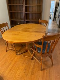 Dining Room Expandable Table With Leaf And Three Chairs With Two Cushion