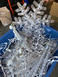 Assorted Christmas Ornaments, Tree Stand, Exterior Snowflake Lights, Christmas Cookie Cutters, Angel Topper