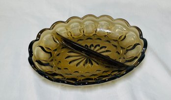 Smoked Depression Glass Relish Dish