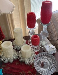 RM3 Decorative Candles, Holiday Candles, Glass Candle Holders, Glass Dish, Set Of 4 Decorative Coasters
