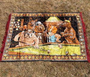 Tapestry Dogs Playing Billiards Wall Hanging/rug - Velvet Feel