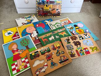 R6 Collection Of Children's Wood Puzzles Includes Playskool .  Please See Photos For More Details