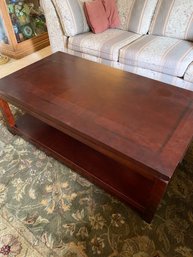 RM3 Wooden Coffee Table With Lower Shelf And Pull Out Feature On Sides