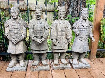 R00 Four Terracotta Garden Warrior Statues