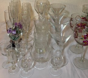 R2 Glassware Lot To Include Martini Glasses, Stemware, And More
