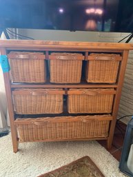 RM3 Wooden TV Stand With Six Basket Drawers