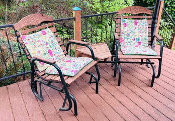 R00 Patio Furniture Rocking Chairs With Table One Piece Set With Cushions