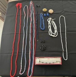 R3 Lot Of Costume Jewelry, Necklaces, Pins, Earrings