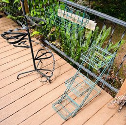 R00 Spiral Metal Plant Stand, Hanging Plant Basket, 3-Tier Plant Stand