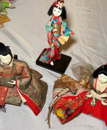 R1 Antique Japanese Meija Hina, Japanese Taisho Samurai Doll, And A Japanese Ichimatsu Girl Doll