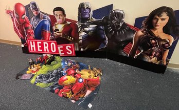 Cardboard Cutout HEROES Stand, Superhero Beach Towel, Figurines, Door Hanger