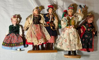 R1 Vintage Polish Handmade Man And Woman Dolls, Porcelain European Folk Dress, And Other Unidentified Doll