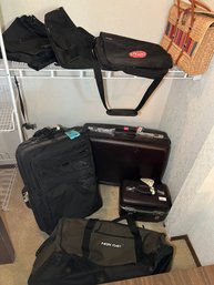 R3 Travel Bags Including American Tourister Hard Case, A Valet Hanging Bag, Duffle Bag And Small Bags