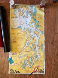 SOBAY Chart Of Puget Sound And San Juan Islands, Eight Daimler Benz 100 Years Poster, Two Storage Tubes