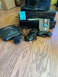 Sega Genesis Game, Controllers And Game. Yamaha CD Player, Mitsubishi VHS Player Recorder