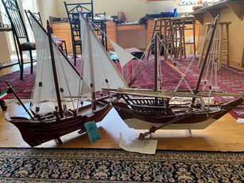 Wooden Model Dahow And  Wooden Model Sailboat