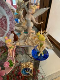 RM3 Ceramic Flowers, Tinkerbell Figurines, Tinkerbell Music Box Snow Globe, Vase, Decorative Plate On Stand
