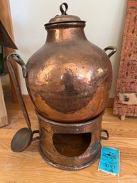 Middle Eastern Traditional Copper Pot With Burner Hole And Ladle