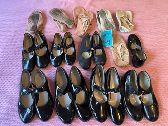 R4 Collection Of Childs Tap Shoes And Ballet Slippers.  Various Sizes