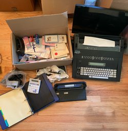 Epson Elite 350 Plus Portable Typewriter, Hole Punch, Binder, Calculator, Other Kitchen Tools