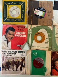 R6 Collection Of 45s To Include The Beatles, The Beach Boys, Chubby Checker And More