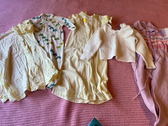 R4 Box Of Vintage Baby Clothes. Box Marked Newborn/6 Months.  Please See Photos For More Details