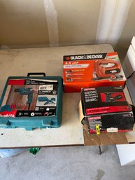 R0 All Used In Box Black And Decker Variable Speed Jigsaw, Craftsman 1/4 Sheet Sander, And A Makita Drill