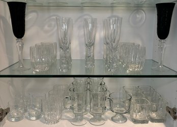 R4 Champagne Flutes And Other Glassware, Some Possibly Crystal