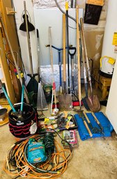 R0 Garden Tools Gas Trimmer, Shovels, Garden Claw, Bulb Planter, Tarp, Extension Cords, Hand Tools, Brooms