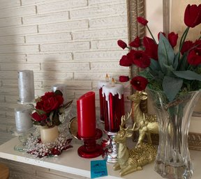 RM3 Assorted Christmas Candles, Decorative Deer Figurines, Seiko Clock