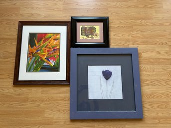 R1 Three Framed Floral Themed Lithographs