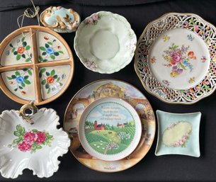 R7 Collectors And Decorative Plates To Include: Schumann Bavaria Germany Chateau, Japanese Compartment Ceramic