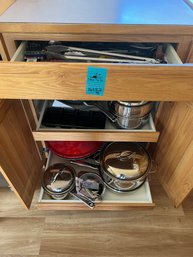 Rm10  Drawer Of Cooking Tools, Electric Wok, Tea  Kettle, Mini Bread Baking Pan, Steaming Pot, Sauce Pot