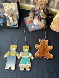 R7 Bear Lot To Include: A Handcrafted Wood Rocking Horse From The Philippines, World Of Miniature Bears