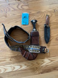 Middle Eastern Jambiya With Sheath And Belt And Dagger With Sheath